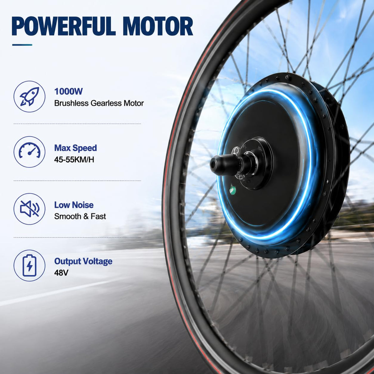 48V 1000W Brushless Front Wheel Electric Bike Conversion Kit Q433160