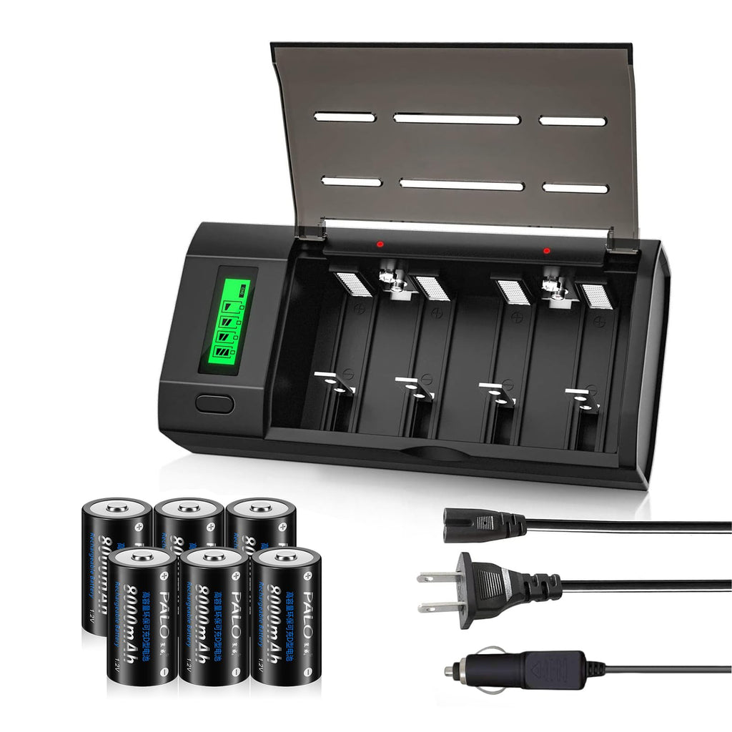 6 Pack Rechargeable D Batteries with Charger W55084