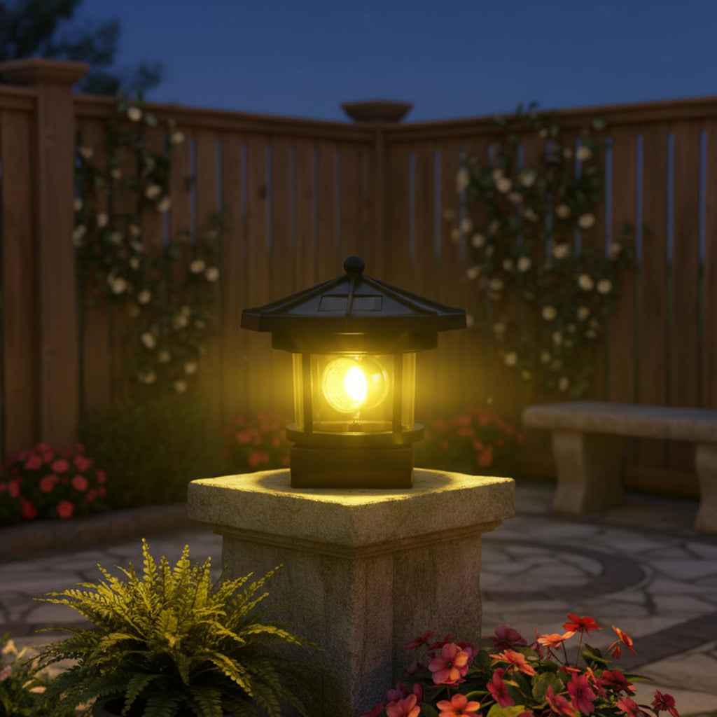 Black 2-Pack Rotating Solar Lighthouse C17476