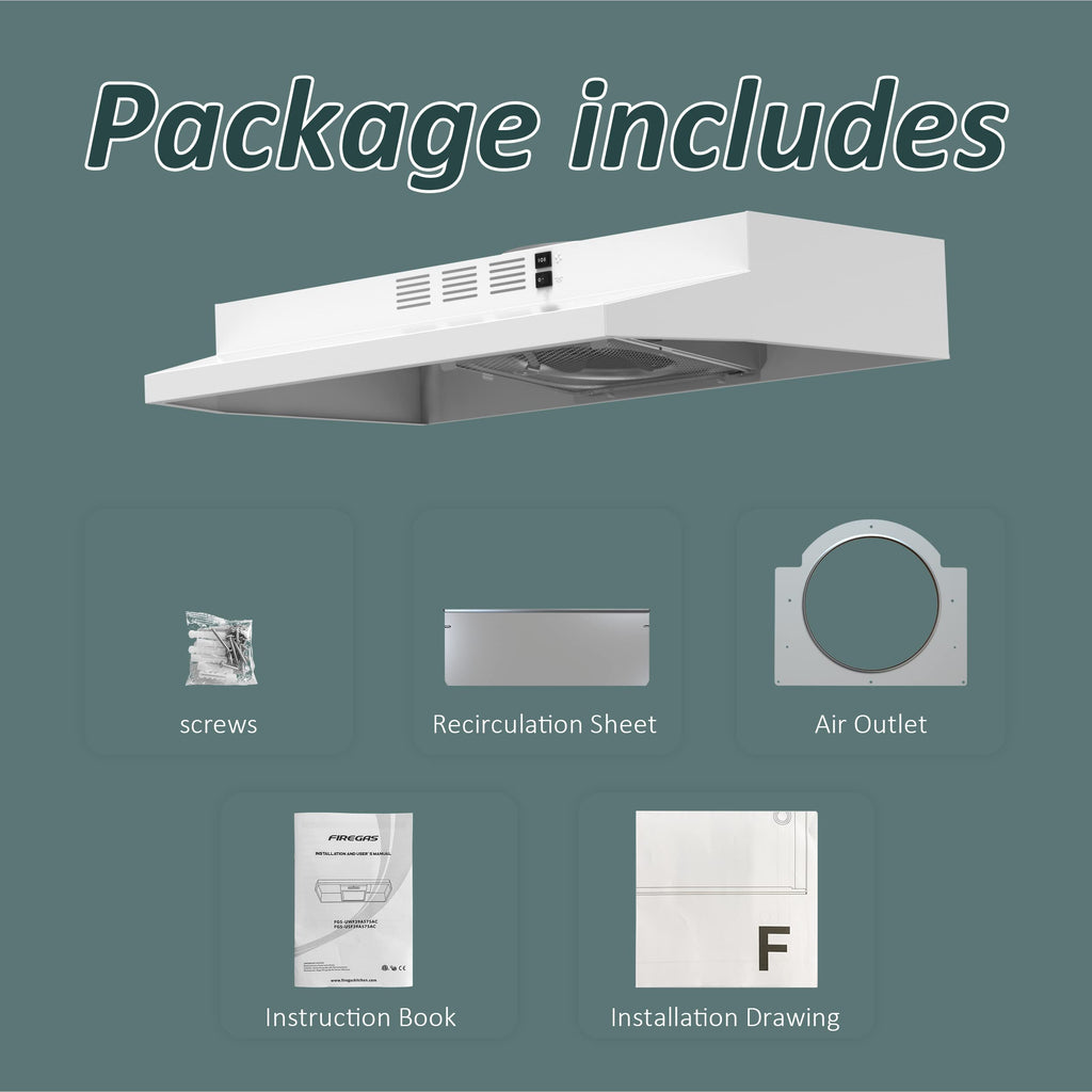 White 30 inch Under Cabinet Range Hood D52291