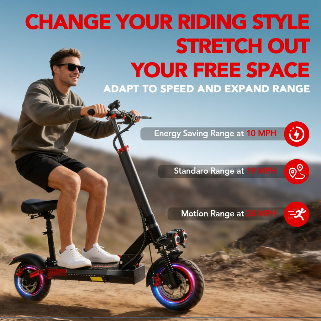 Electric Scooter with Seat, 1200W Motor, 28 MPH Top Speed E561