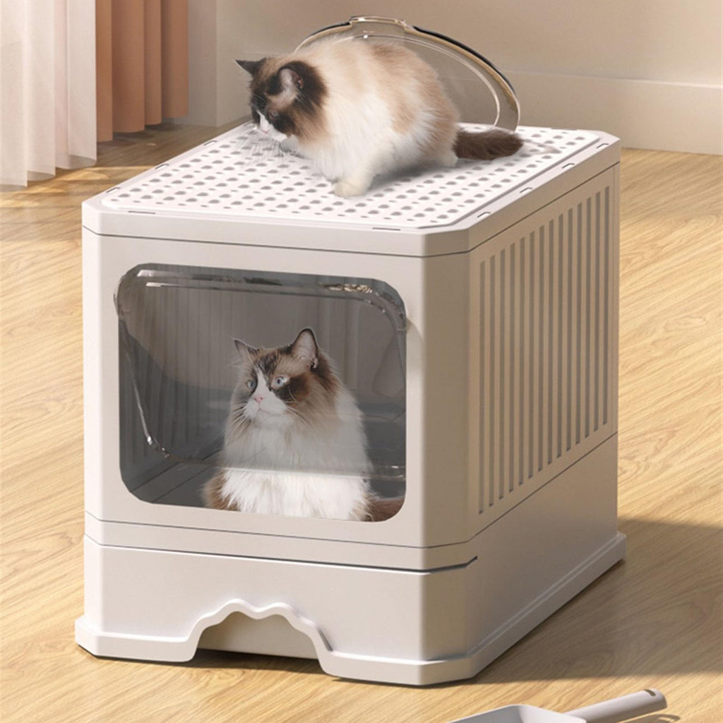 Foldable Cat Litter Box with Lid and Scoop Z500836