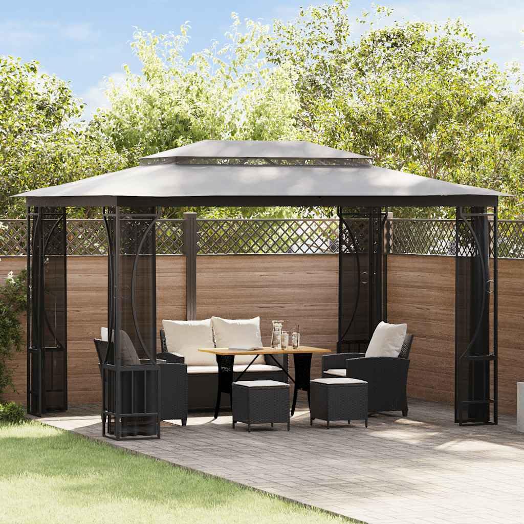 Gazebo with Nets 9.8x13.1x8.7 ft Anthracite P16594