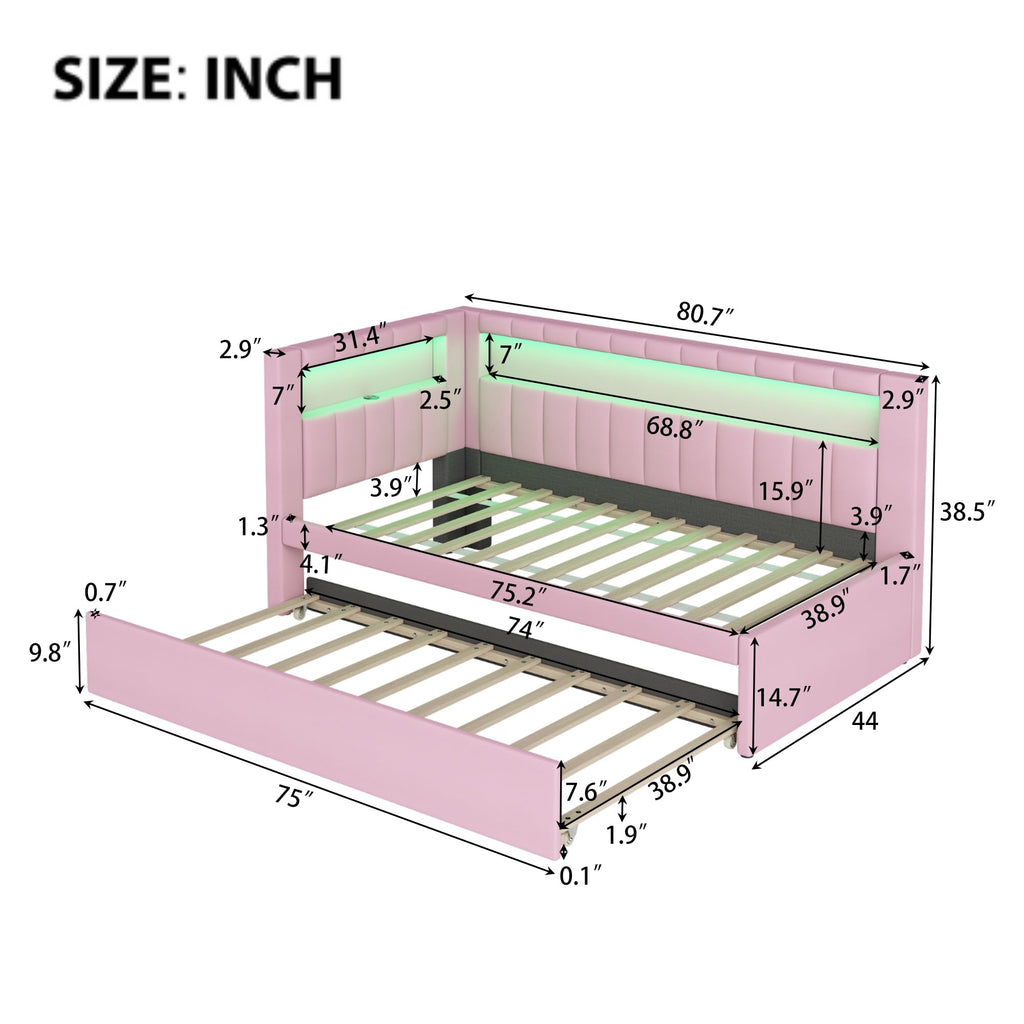 Pink Twin Size Daybed with Trundle E282509