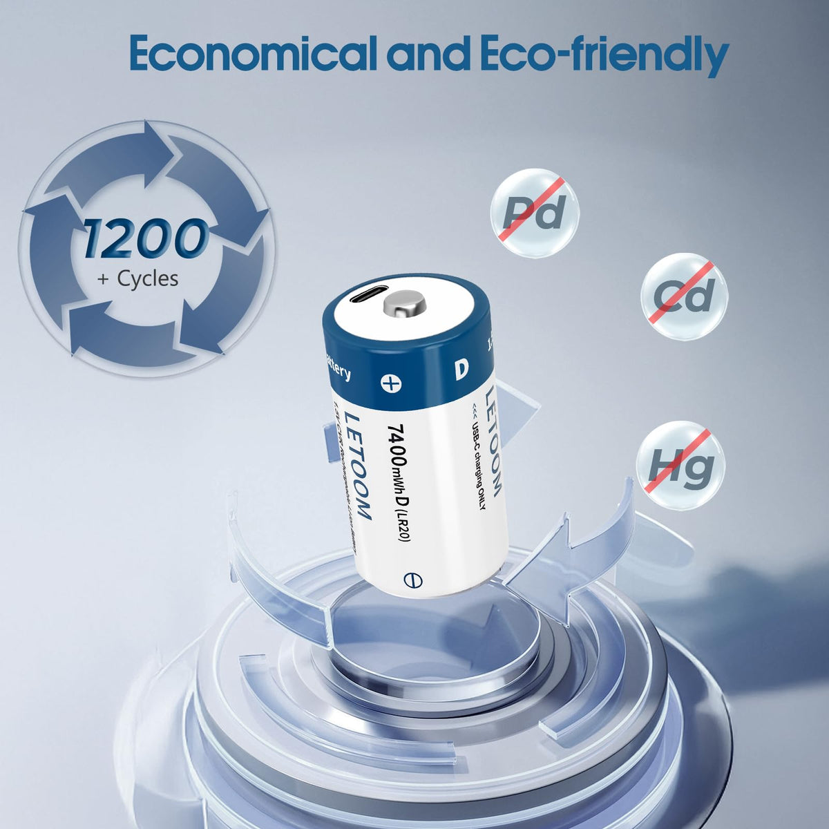 D Size Rechargeable Lithium Batteries 1.5V 6 Pack P905