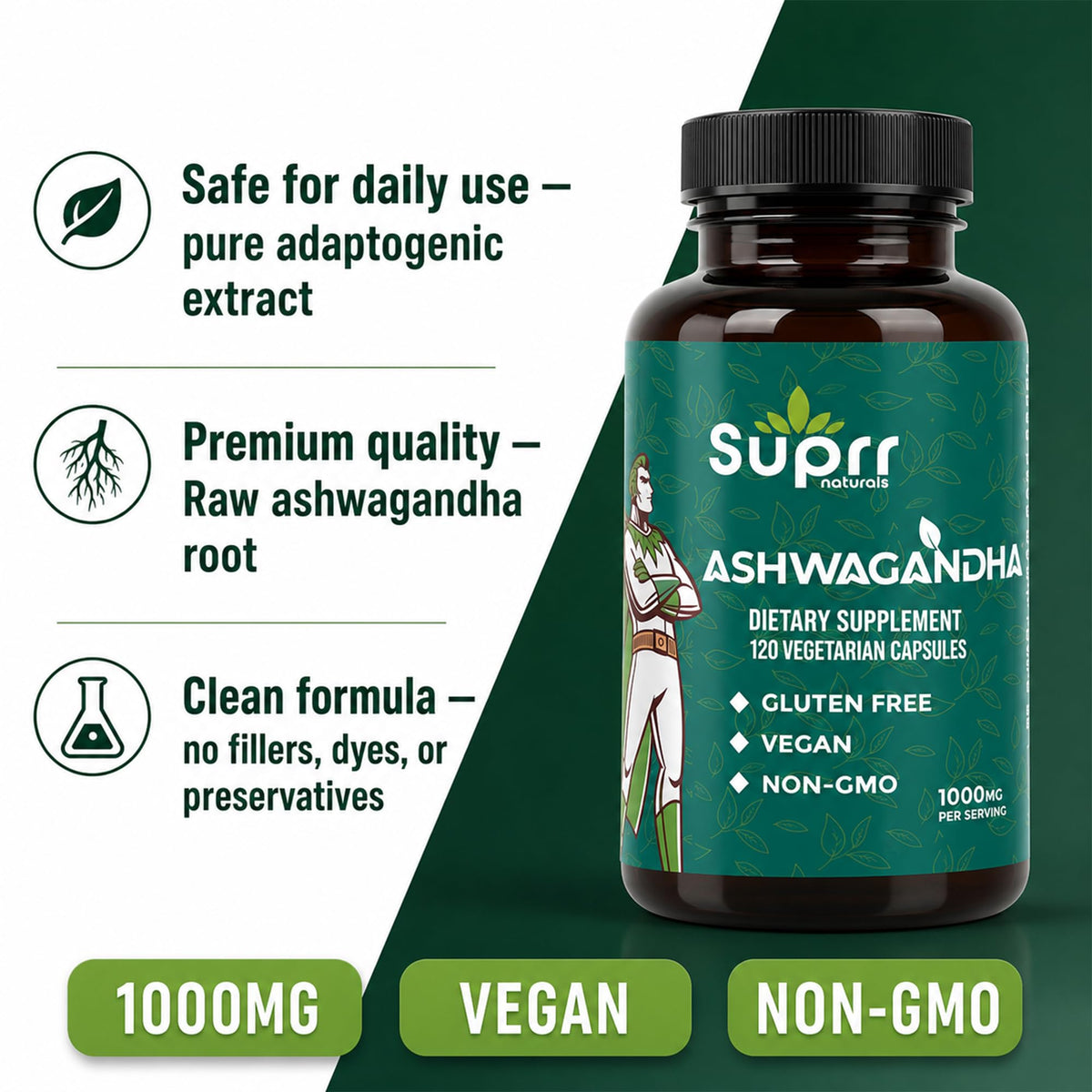 Ashwagandha 1000mg Supplement 120 Capsules S79500