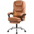 Brown Big and Tall Ergonomic Reclining Leather Office Chair with Foot Rest L583