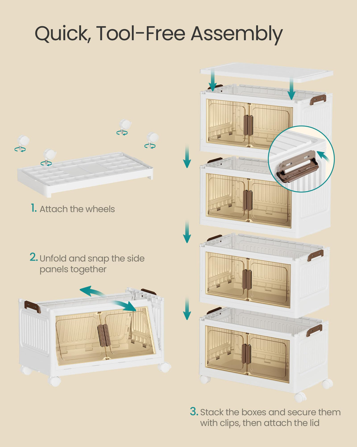 48QT Stackable Storage Bins with Lid G834