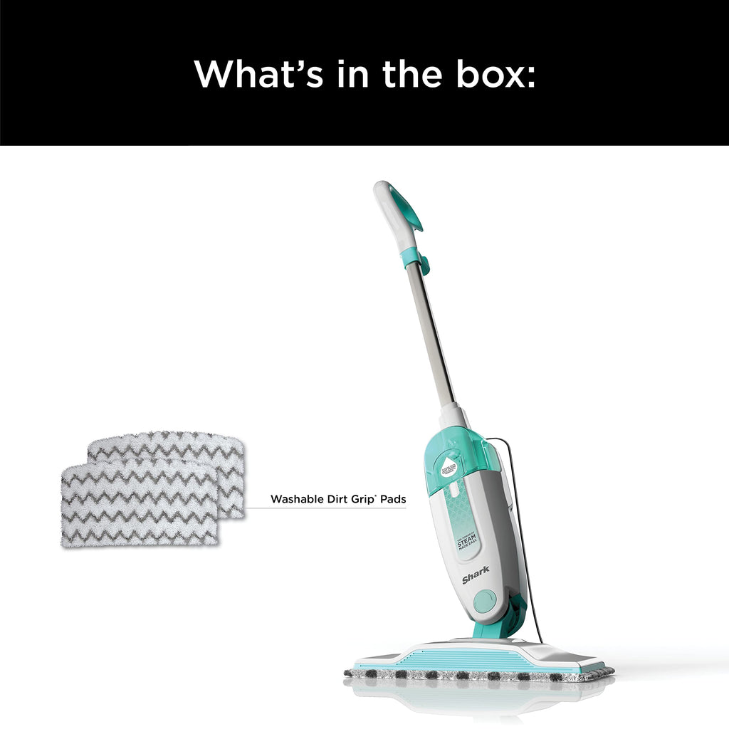 White Steam Mop with 2 Dirt Grip Pads O6589