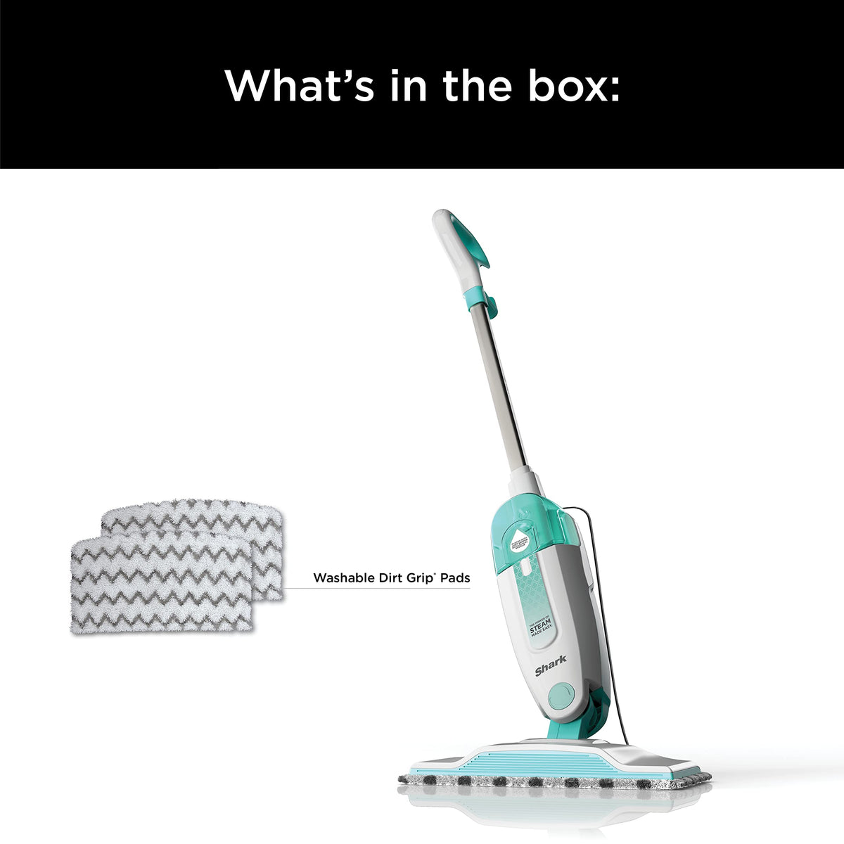 White Steam Mop with 2 Dirt Grip Pads O6589
