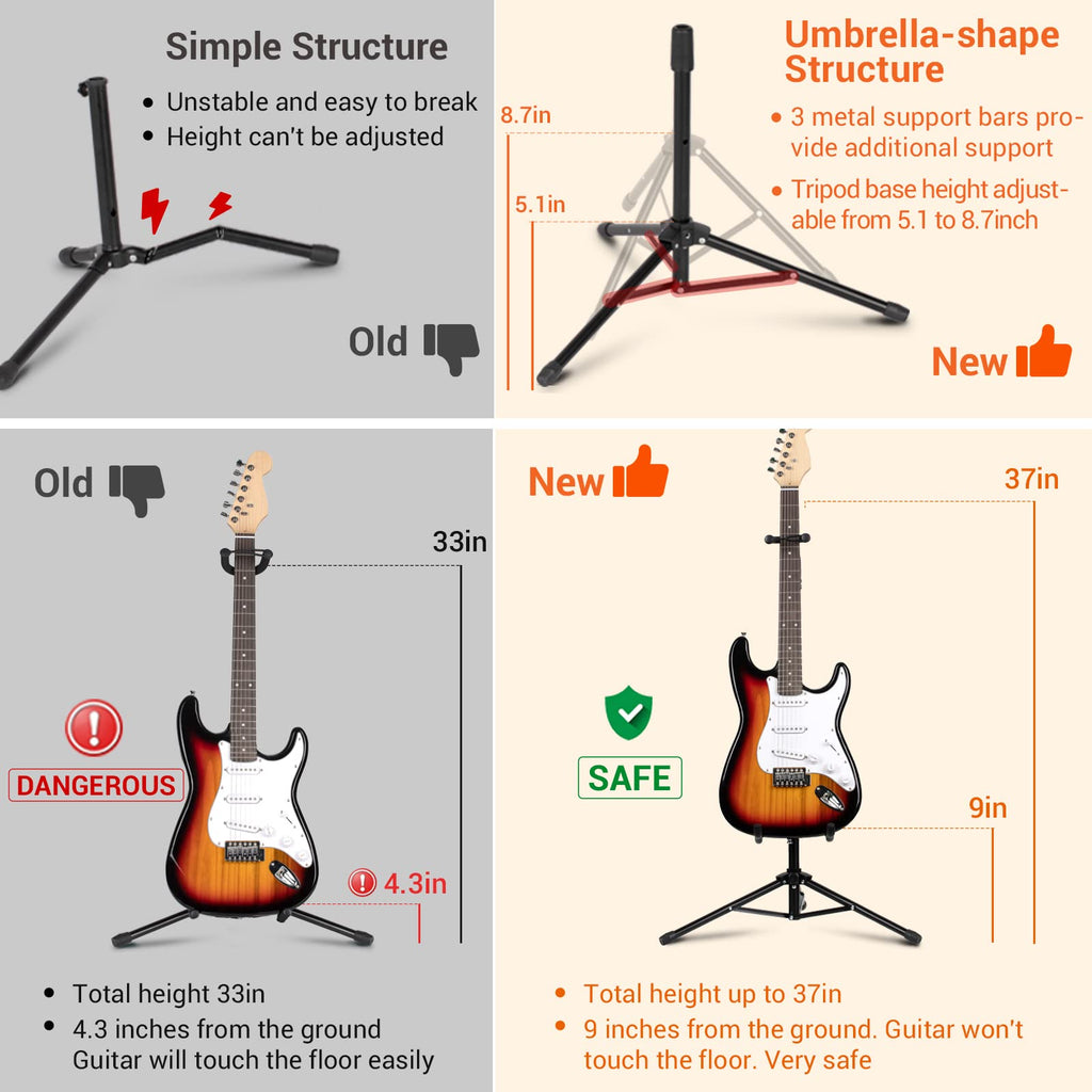 Height Adjustable Guitar Stand with Padded Foam N544