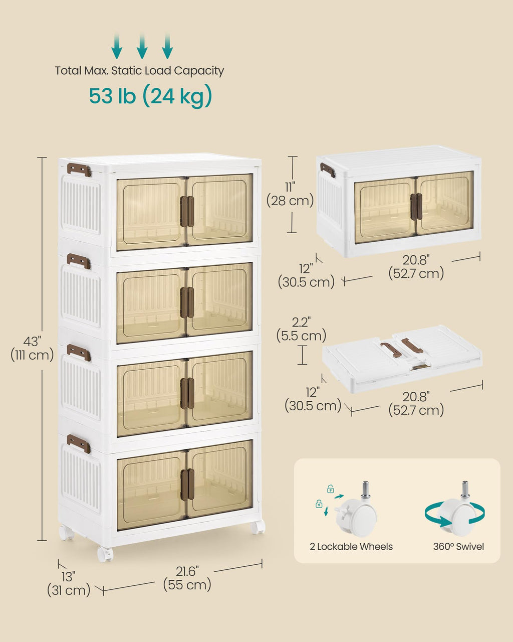 48QT Stackable Storage Bins with Lid G834
