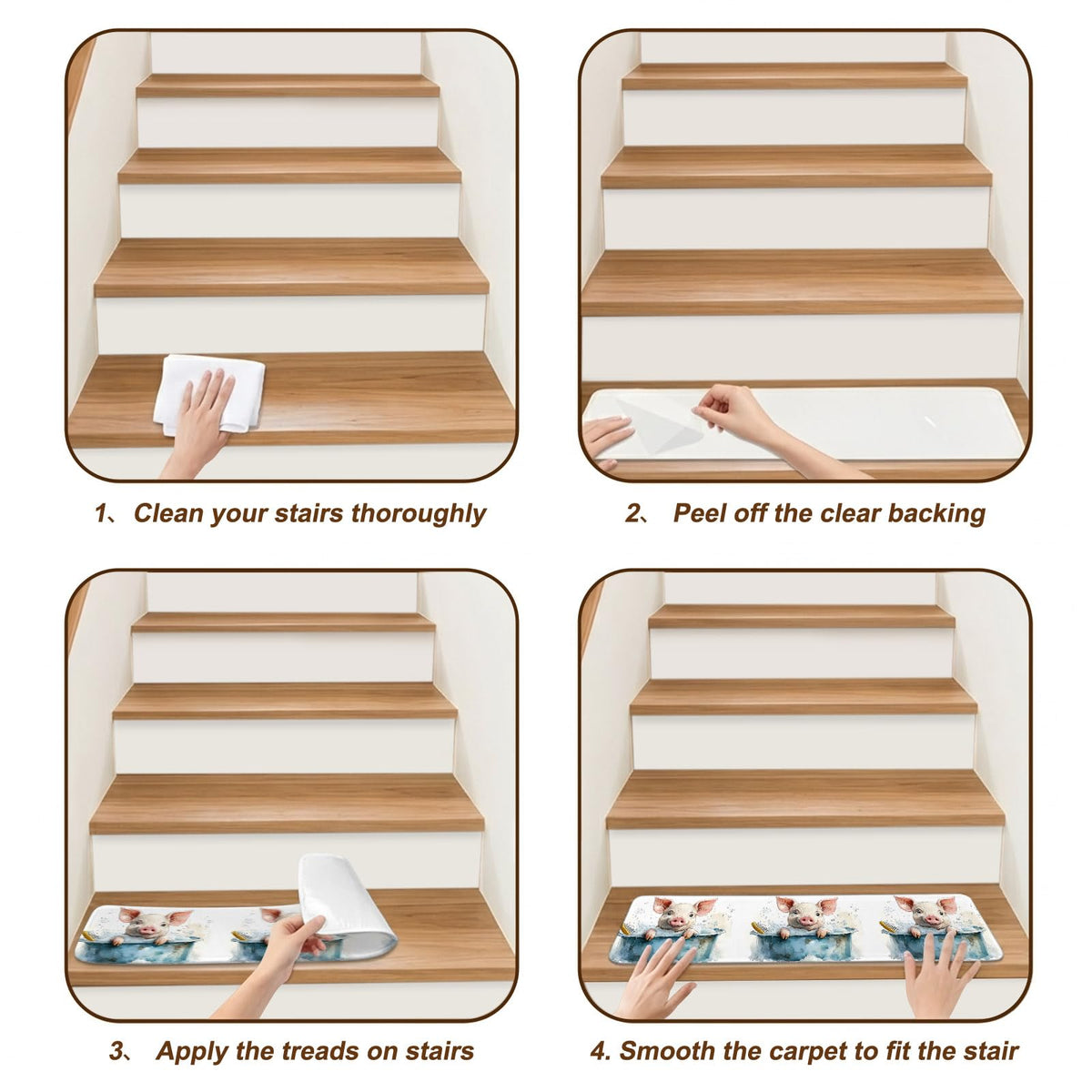 Non Slip Carpet Stair Treads 7 Pack 8"x30" E2995