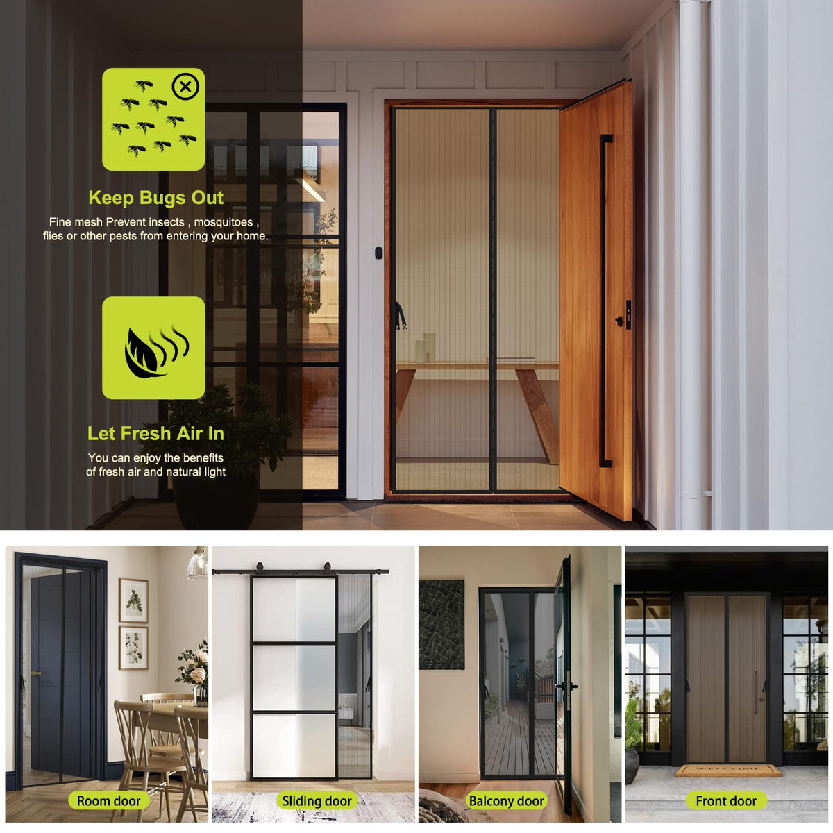 Magnetic Screen Door 36 x 82 in Mesh Curtain W9032