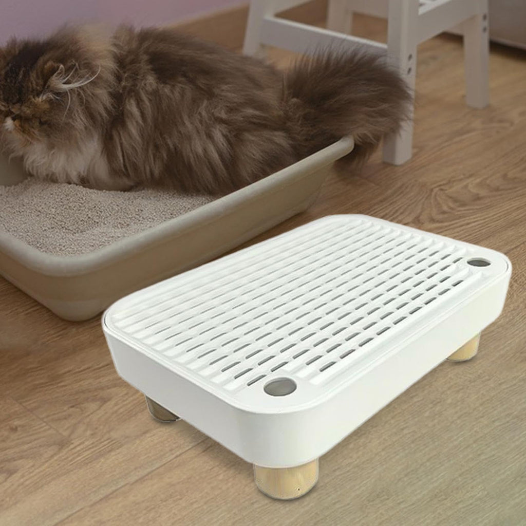 White Non-Slip Reusable Cat Litter Tray Pad U58613