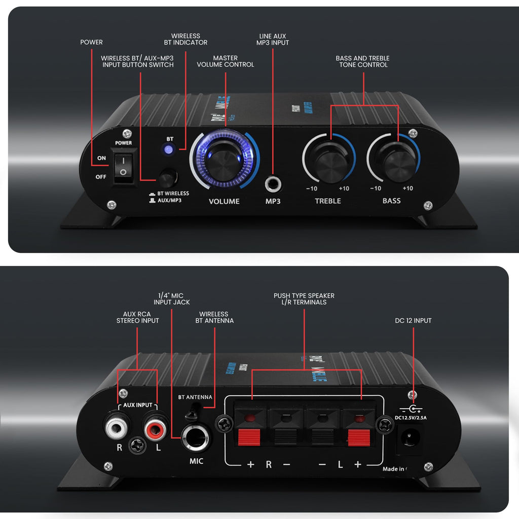 90W Dual Channel Mini Portable Power Stereo Sound Receiver F27899