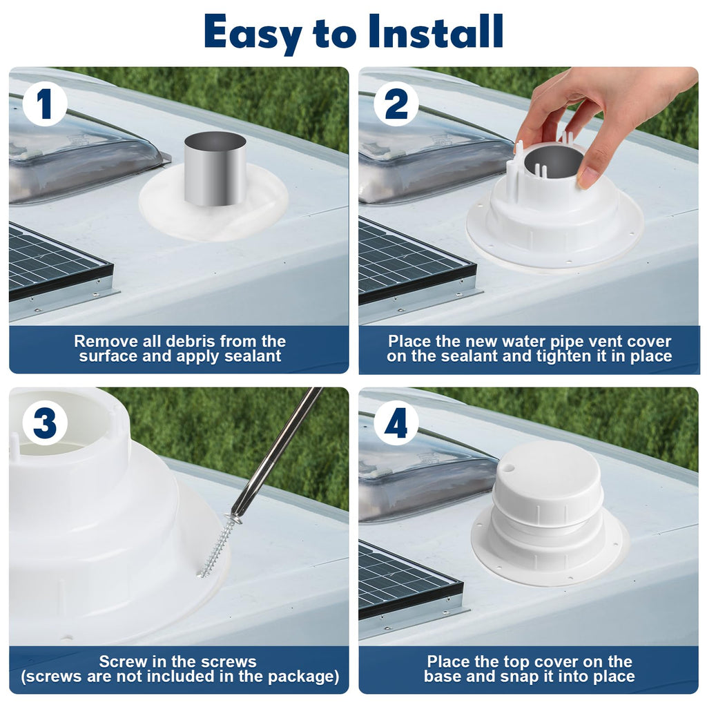 6 Pcs White RV Plumbing Vent Caps W905594