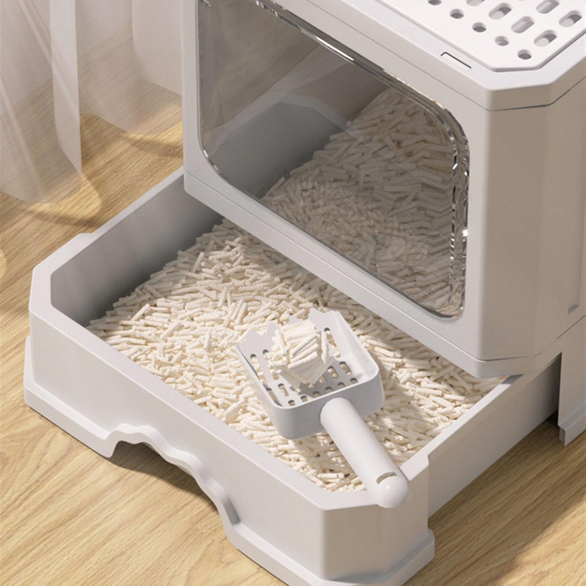 Foldable Cat Litter Box with Lid and Scoop Z500836