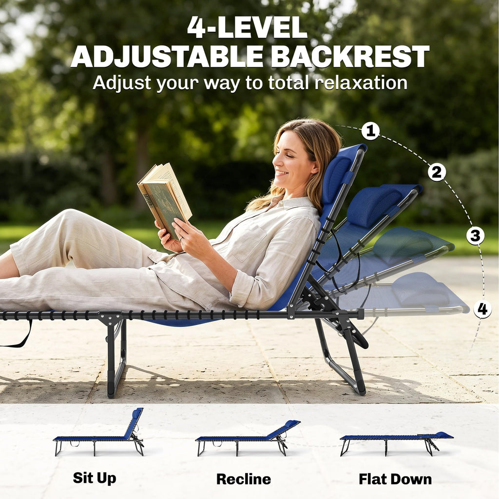 Folding Chaise Lounge Chair Set of 2 Blue S358633