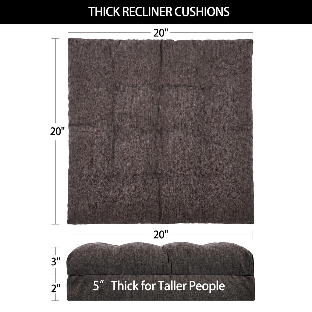 20x20x5 Inch Thick Tufted Dual Layer Chair Cushion Taupe 1P M49625
