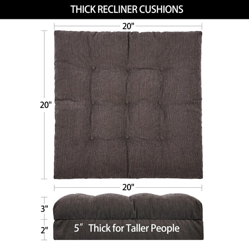 20x20x5 Inch Thick Tufted Dual Layer Chair Cushion Taupe 1P M49625