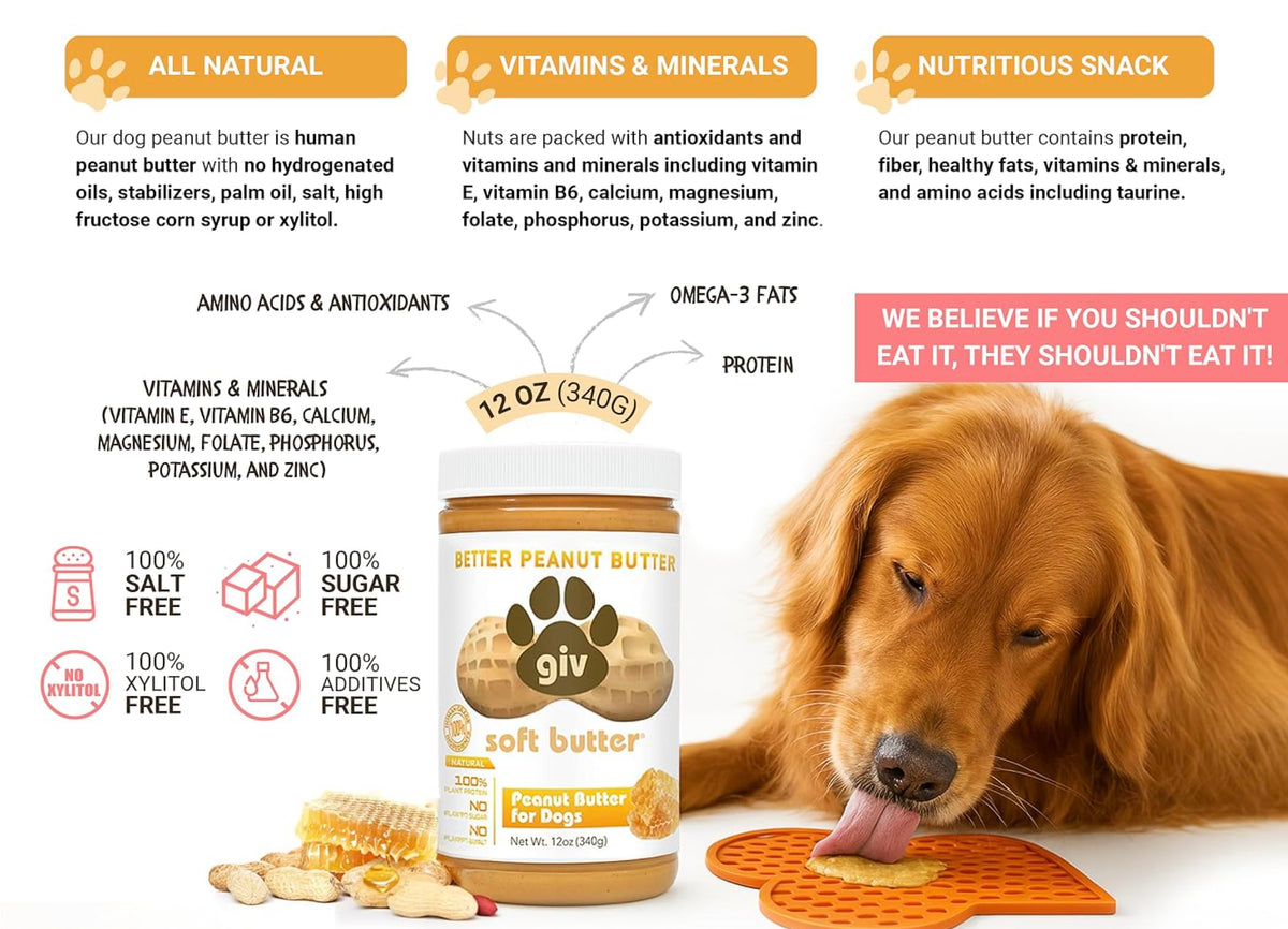 All Natural Peanut Butter 12oz Jar, 4oz Pouch & Lick Mat M9088