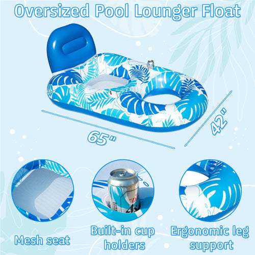 2 Pack Inflatable Pool Float Lounger with Cup Holder B544
