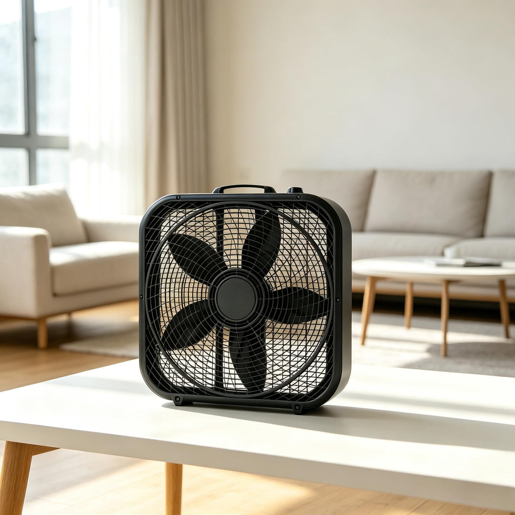 20 Inch Black 3-Speed Box Fan with Handle D8514