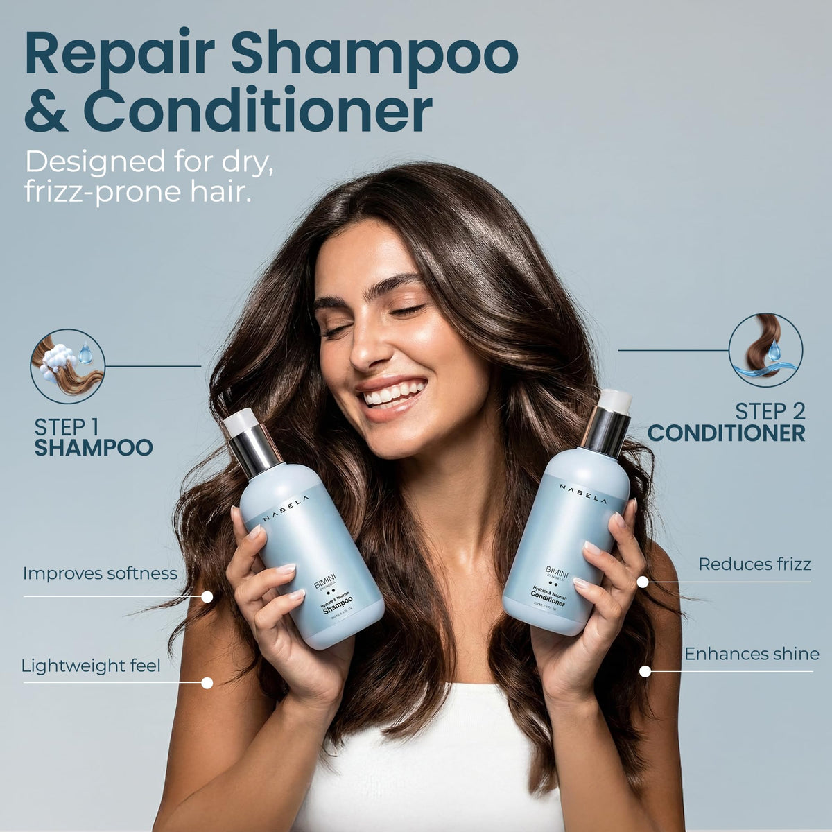 Shampoo and Conditioner Set with Hyaluronic Acid, Argan Oil & Shea Butter V639215