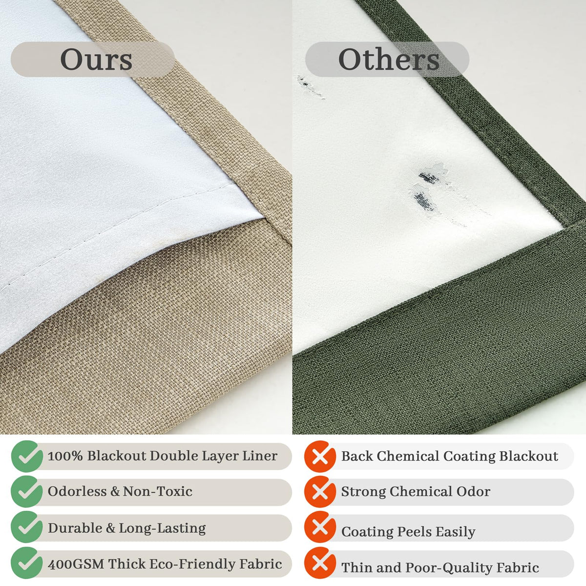 86 Inch Blackout Linen Blend Insulated Curtain 2 Panels Set D142162