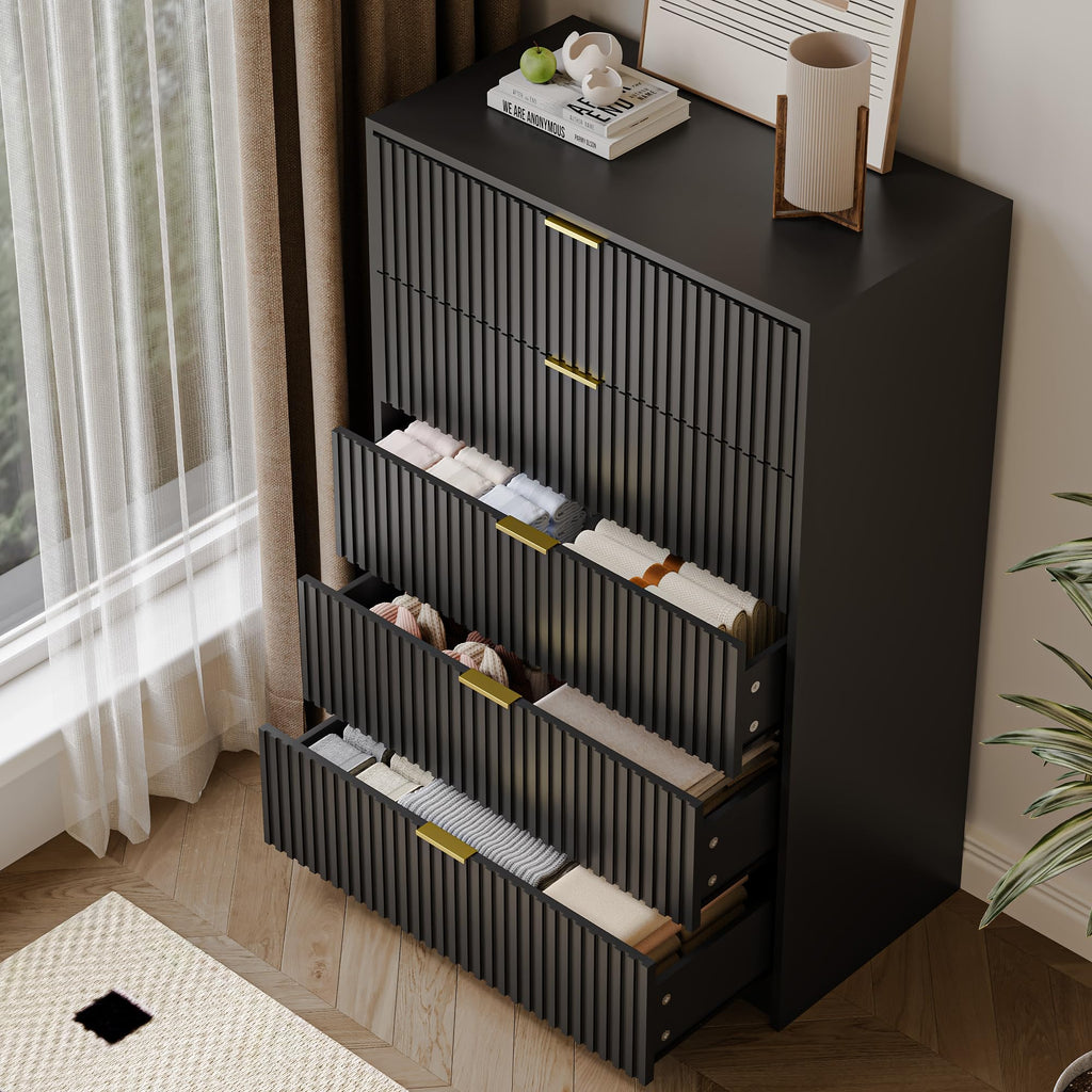 47" Tall Fluted 5-Drawer Dresser V9217