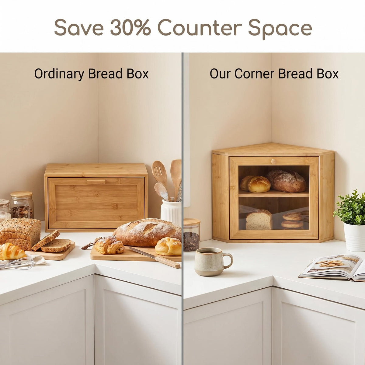 Bamboo 2 Tier Corner Bread Box H921