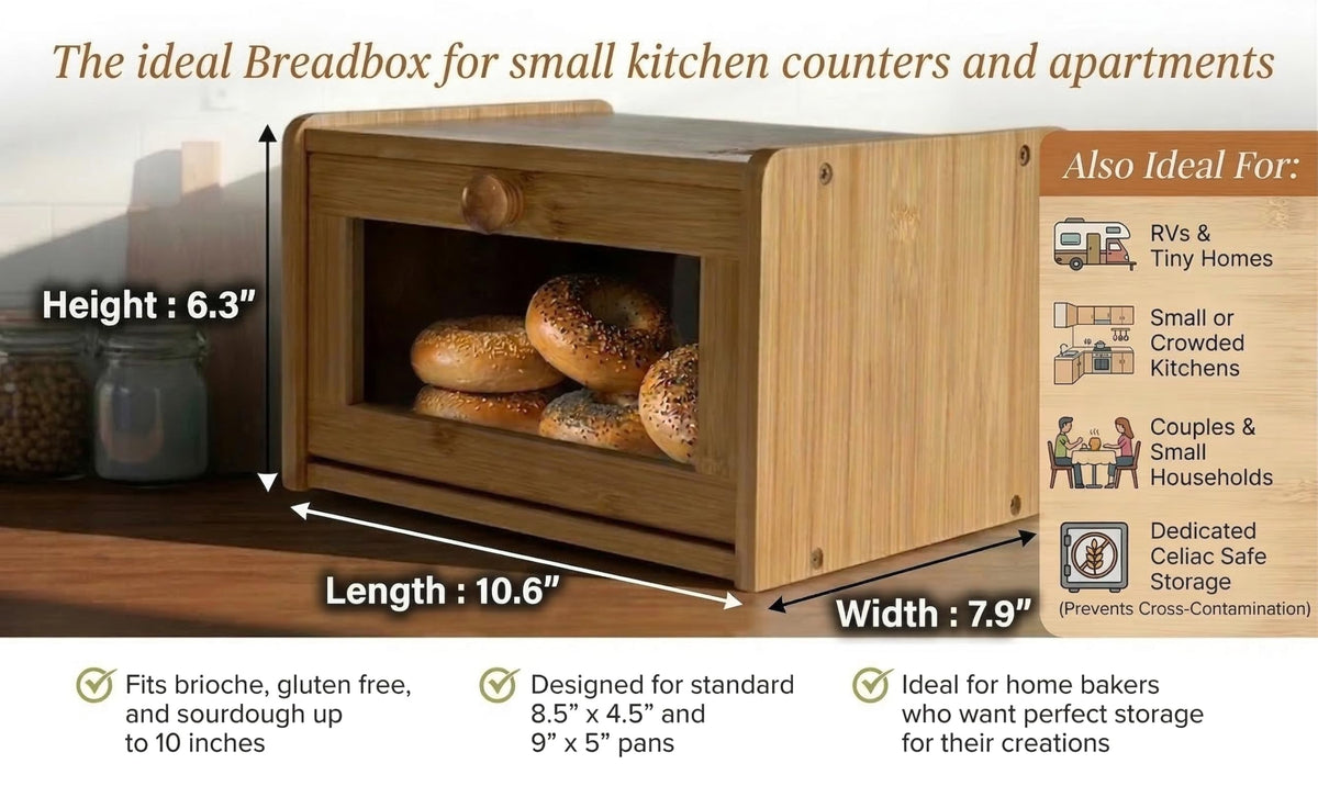 Bamboo Bread Box with Lid Y269736