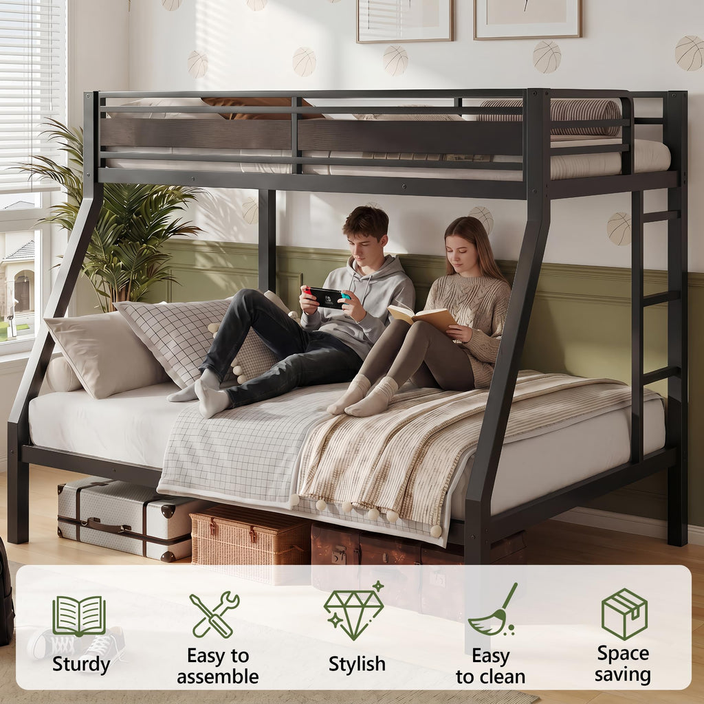 Black Twin Over Full Size Bunk Beds T996724