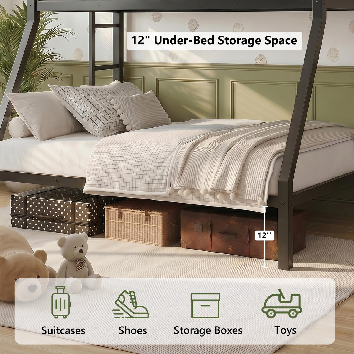 Black Twin Over Full Size Bunk Beds T996724
