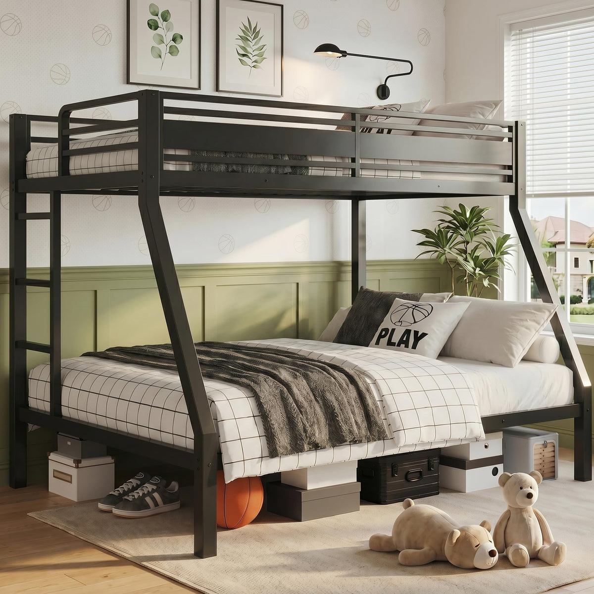 Black Twin Over Full Size Bunk Beds T996724