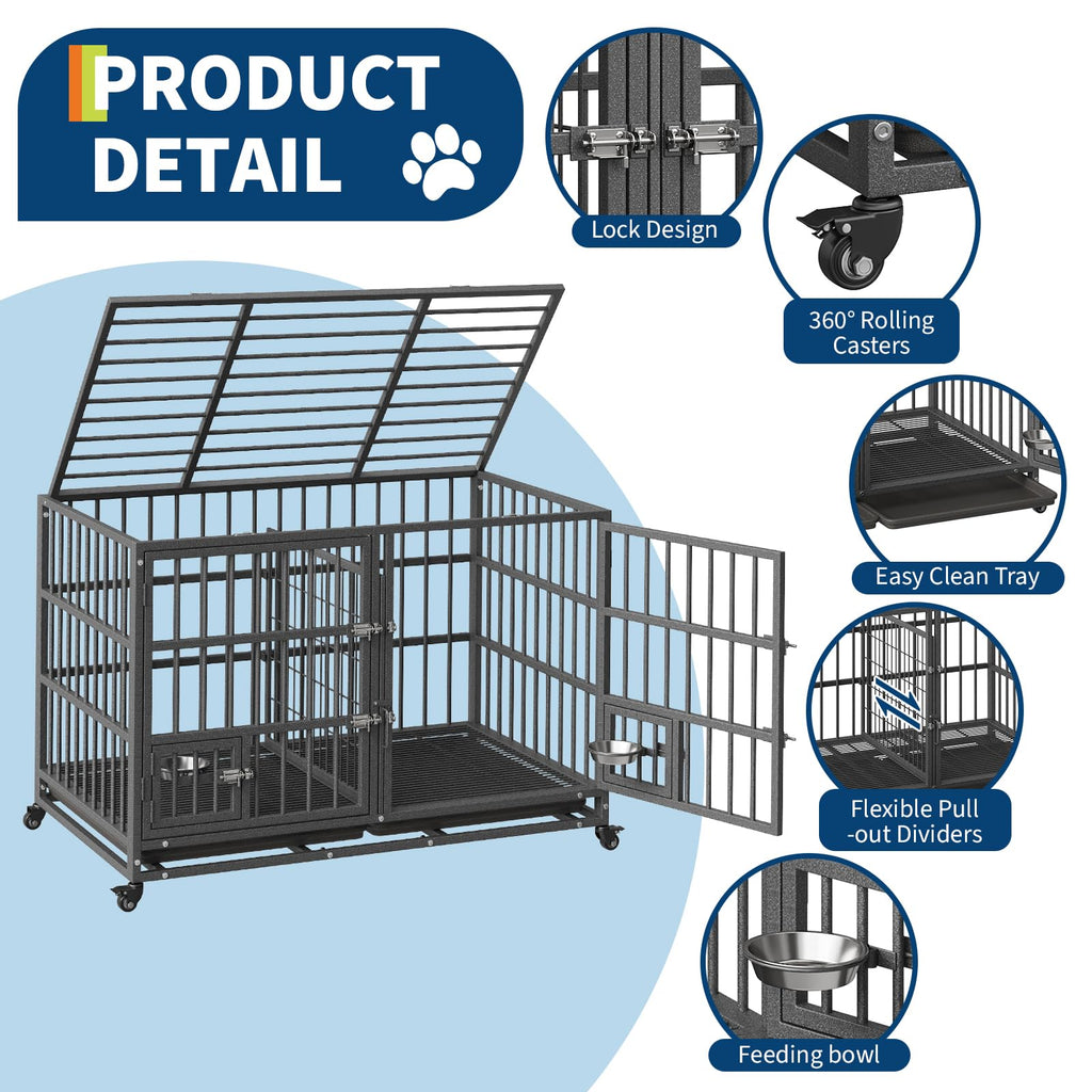 48 inch Heavy Duty Metal Dog Crate with 2 Door T5585