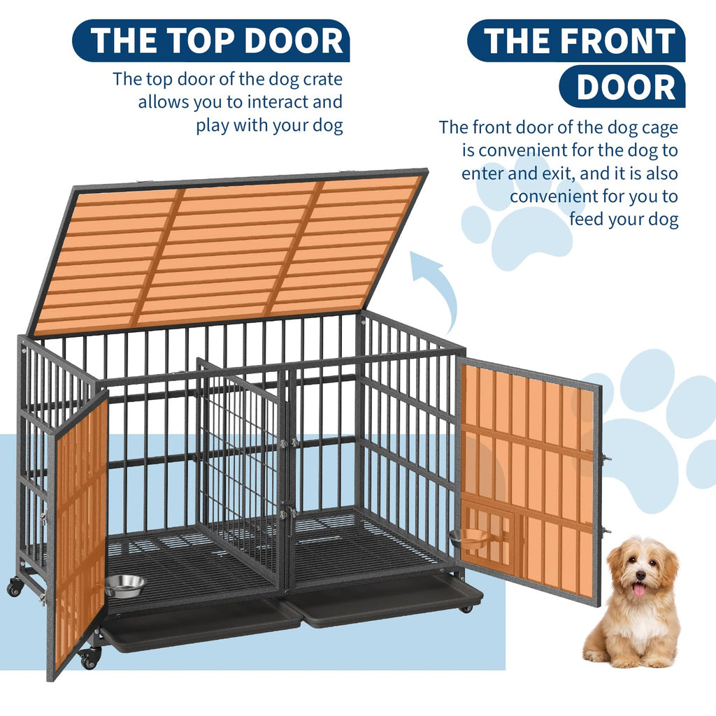 48 inch Heavy Duty Metal Dog Crate with 2 Door T5585