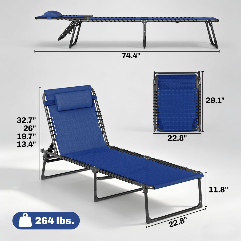 Folding Chaise Lounge Chair Set of 2 Blue S358633