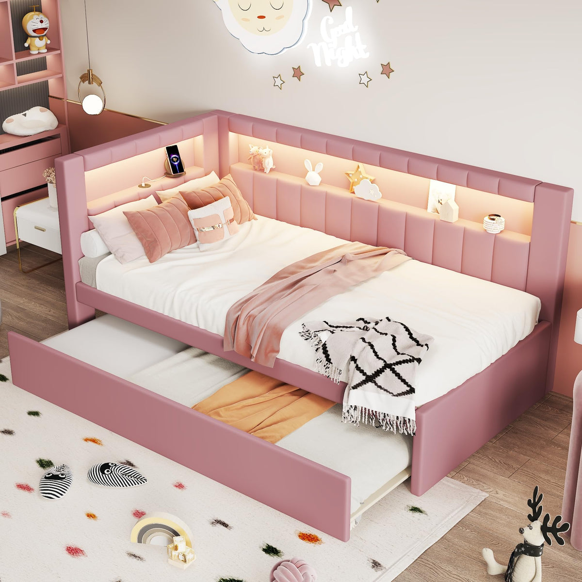 Pink Twin Size Daybed with Trundle E282509