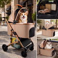 Khaki 3-in-1 Pet Stroller with Detachable Carrier A67809