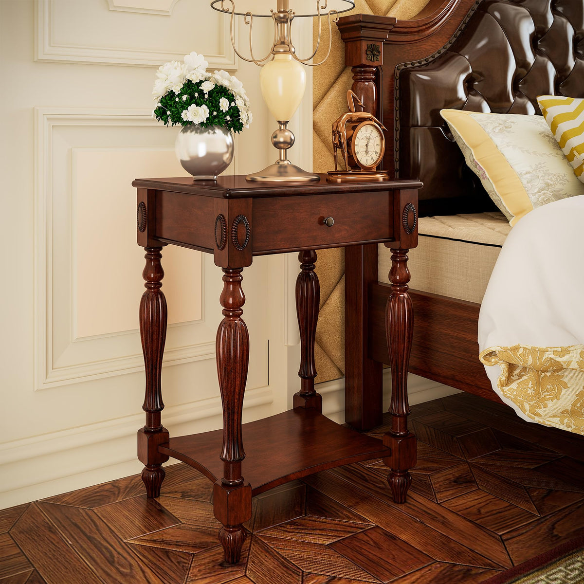 Side Table with Drawer and Storage Shelf T402