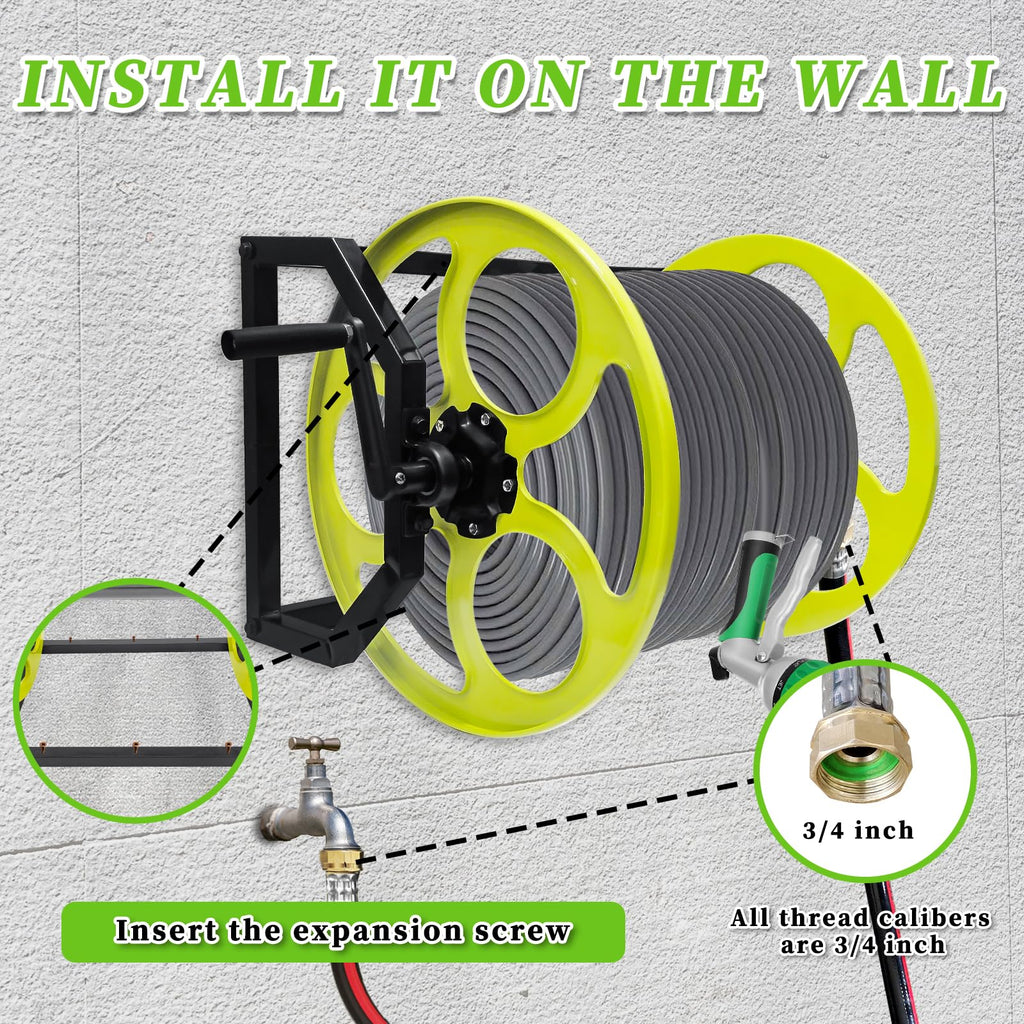 400FT Wall/Floor Mount Garden Hose Reel with Crank W1045