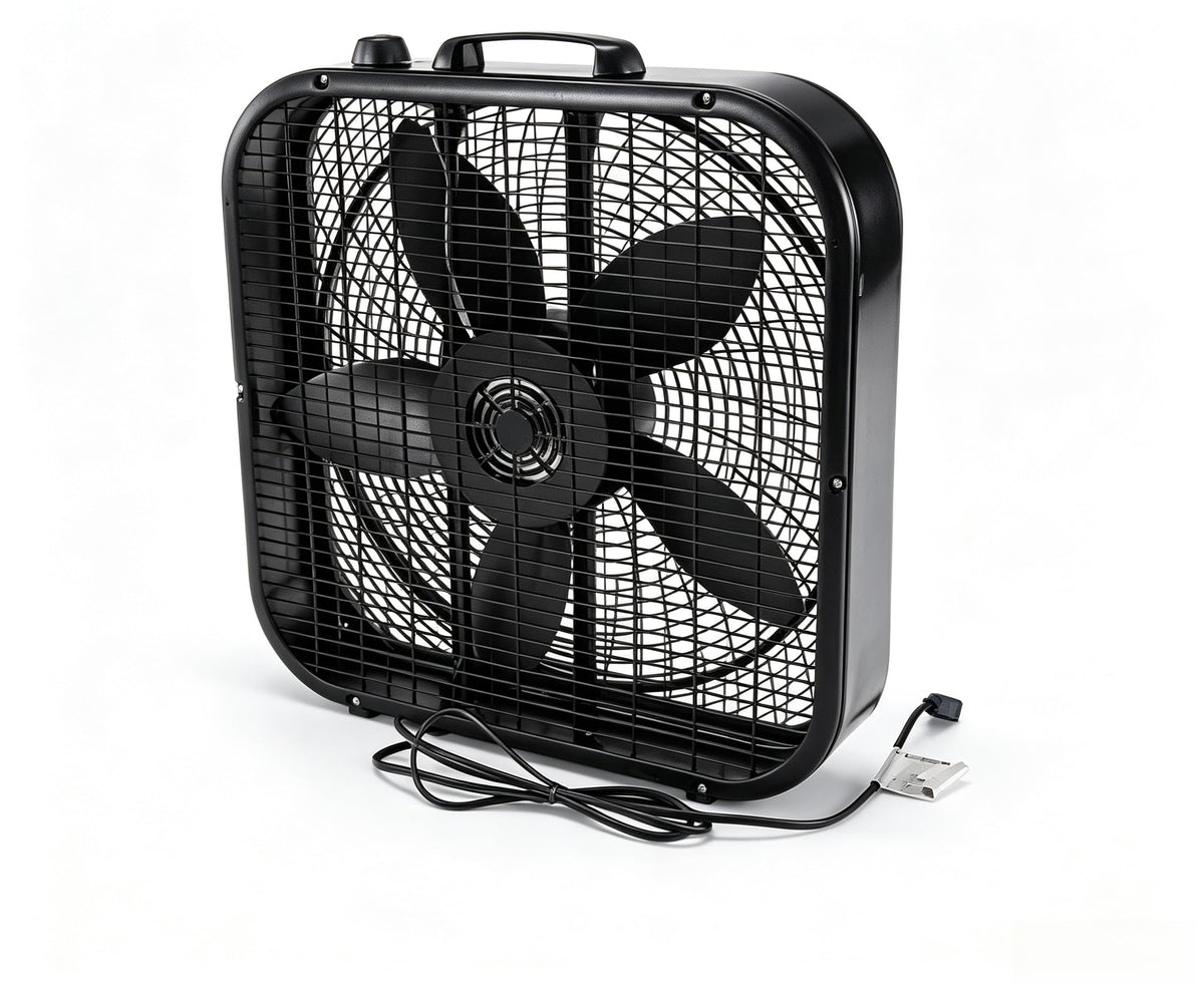 20 Inch Black 3-Speed Box Fan with Handle D8514