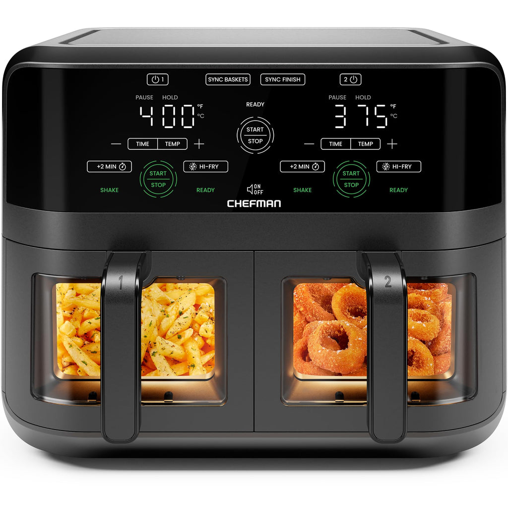 6 Quart Dual Basket Nonstick Air Fryer - Black B1773