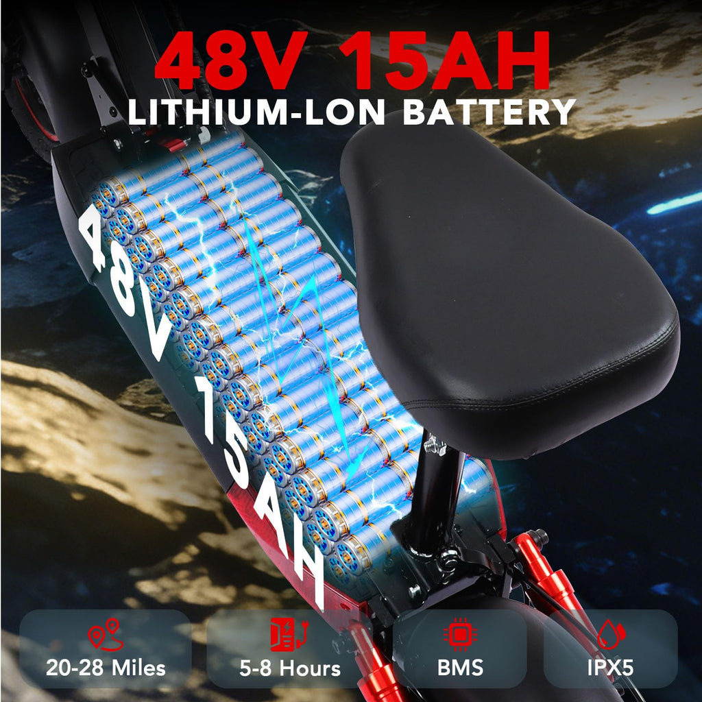 Electric Scooter with Seat, 1200W Motor, 28 MPH Top Speed E561