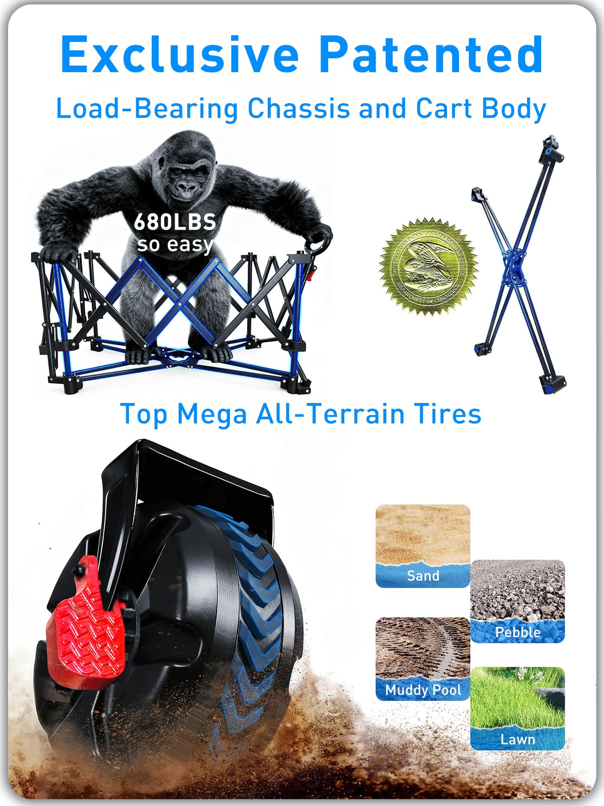 700L Double Tabletop Wagon with Big Wheel T800