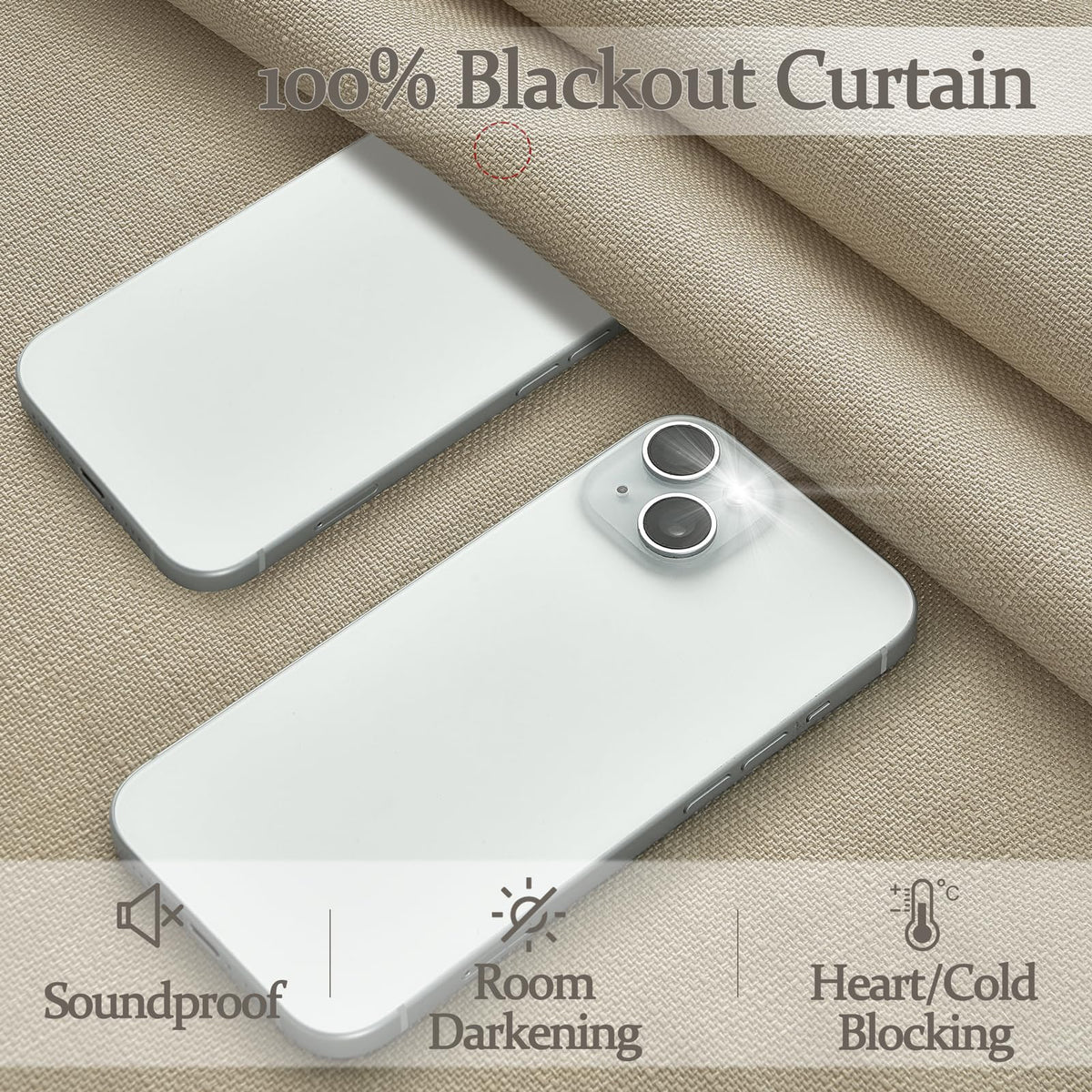 86 Inch Blackout Linen Blend Insulated Curtain 2 Panels Set D142162