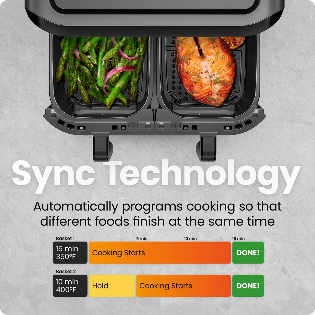 6 Quart Dual Basket Nonstick Air Fryer - Black B1773
