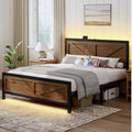 Queen Size Metal Platform Bed Frame with Storage D92533
